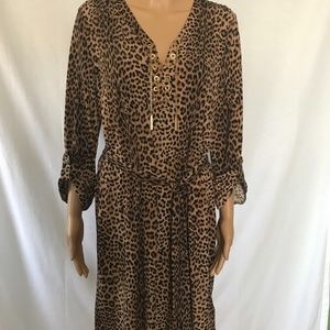 Leopard Print Michael Kors MIDI with Gold Chain Detail-Size Large